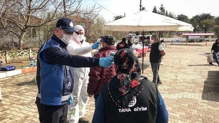 Pazara girenlerin ateşi ölçüldü