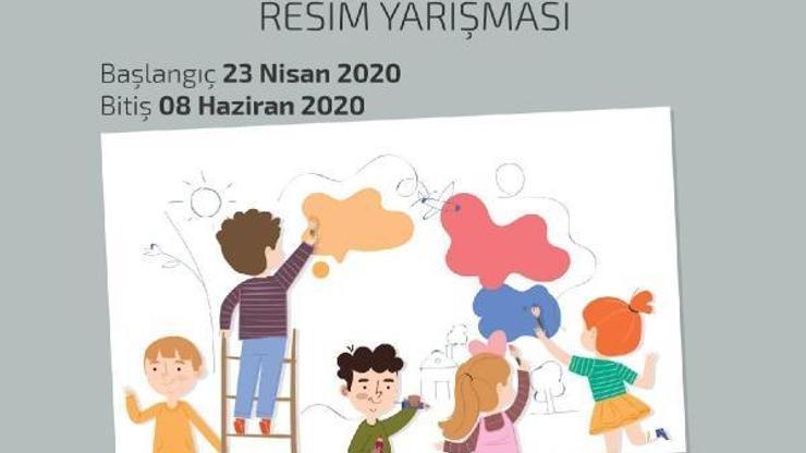 Evlerinde kalan çocuklar için resim yarışması