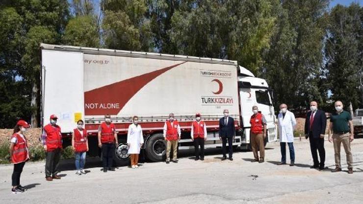 Kızılaydan Balcalıya Covid-19 yardım tırı
