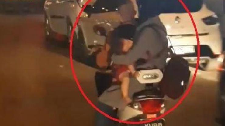 Son dakika... Elektrikli bisikletli çiftin bebekleriyle tehlikeli yolculuğu kamerada