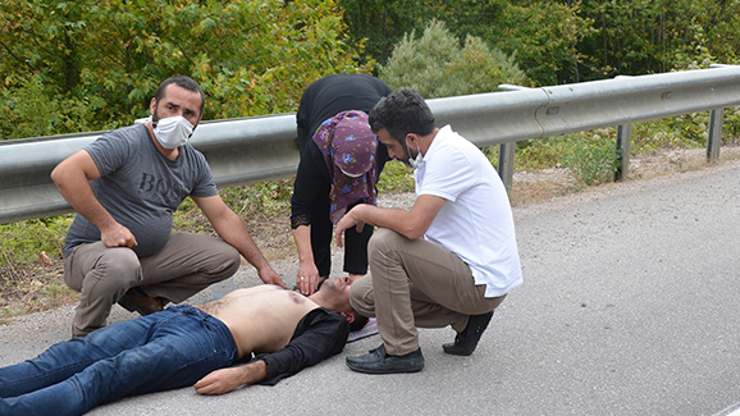 Yangına müdahale ederken bayıldı