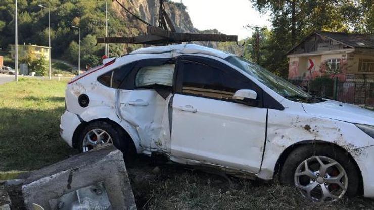 Takla atan otomobilin sürücüsü yaralandı
