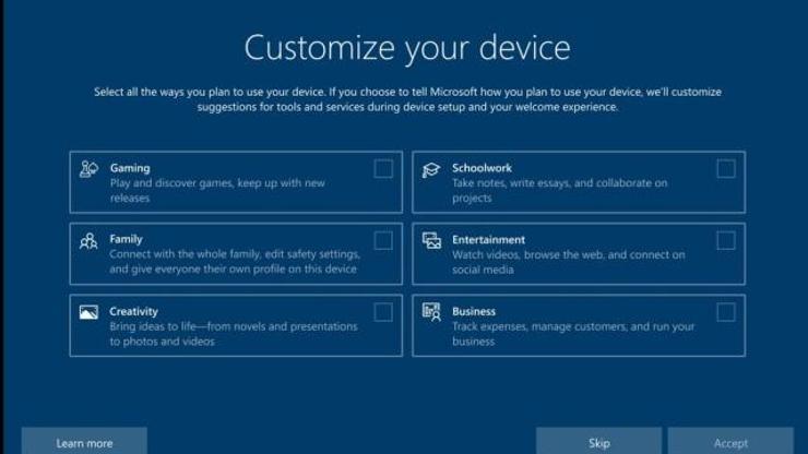 Windows 10 kurulumu artık soruyla başlayacak