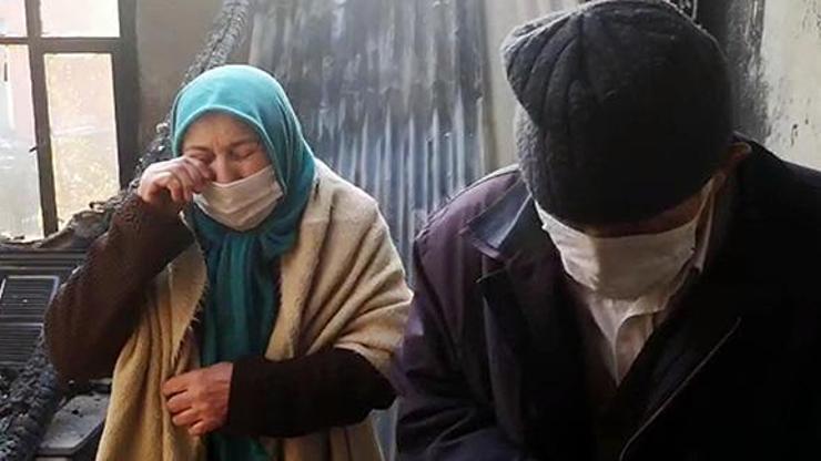 Evleri yanan yaşlı çift, gözyaşlarına boğuldu