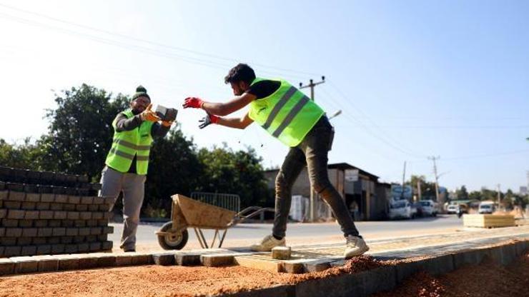 Obada kaldırım çalışması başladı