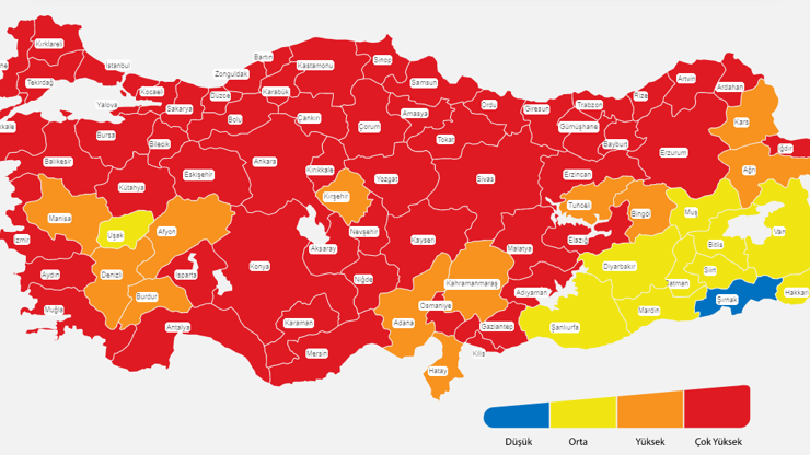 İl il koronavirüs risk haritası 31 Mart 2021 İllerin renk kodu haritası değişti mi Haftalık koronavirüs vaka sayıları artan, azalan iller