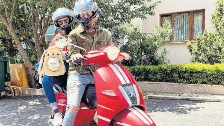 Burcu Biricik motosikletle veterinere gitti