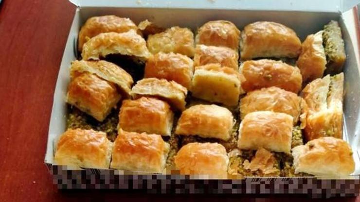 Uyuşturucuları kutudaki baklavaların arasına gizlemiş