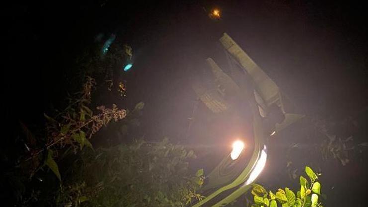 Trabzonda devrilen araçta 2 kişi yaralandı