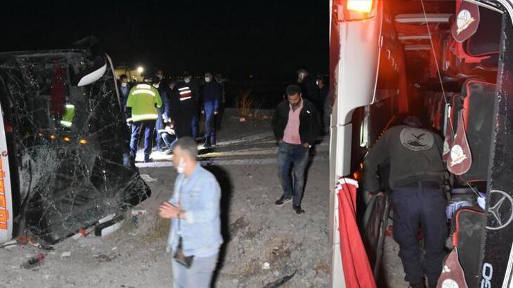 Son dakika: Konyada yolcu otobüsü devrildi Çok sayıda yaralı var