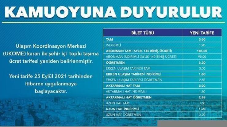 Kayseride toplu ulaşıma zam