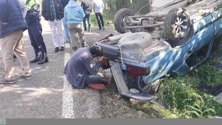 Hurdaya dönen aracının başında gözyaşı döktü