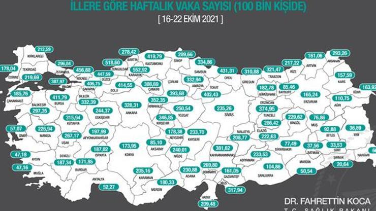 SON DAKİKA: İllere göre koronavirüs vaka haritası güncellendi