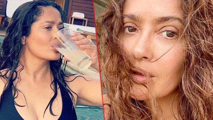 Salma Hayekten havuz pozu