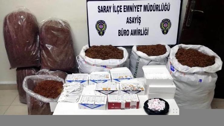 Sarayda 93 kilo kaçak tütün ele geçirildi; 3 gözaltı