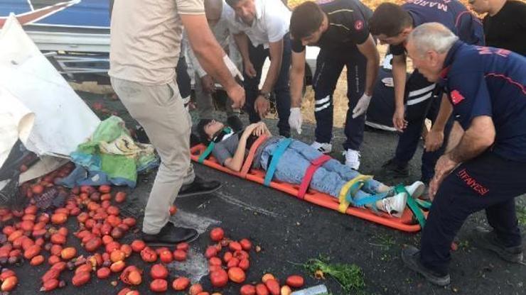 Nusaybinde sebze yüklü kamyonet devrildi: 2 yaralı