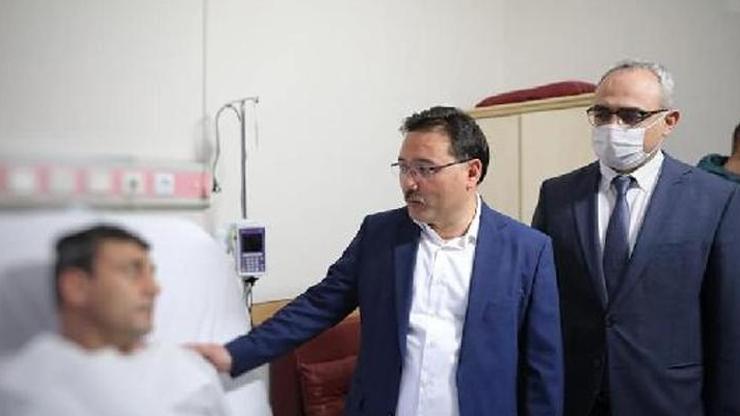 Vali Çiçekten görev sırasında yaralanan polis ve bekçiye ziyaret