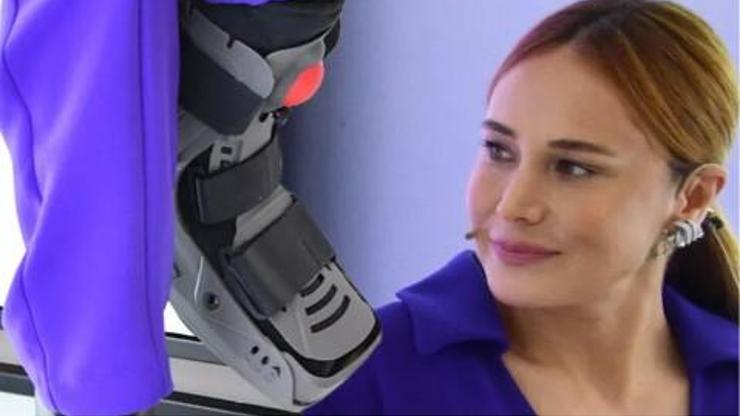 Burçin Terzioğlu ayağındaki atelle objektiflere yansıdı