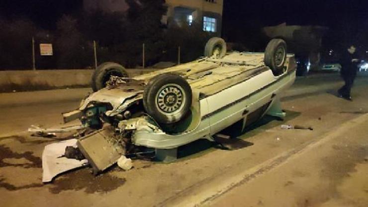 Takla atan otomobilin sürücüsü, yaralandı