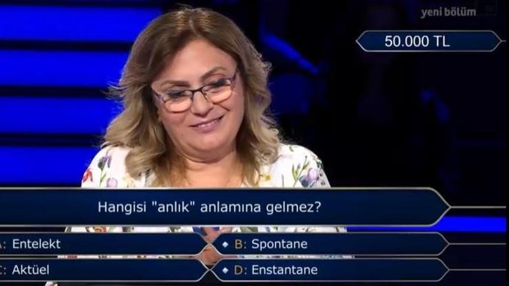 Hangisi anlık anlamına gelmez Kim Milyoner Olmak İsterde zor soru Entelekt nedir, ne demek Enstantane nedir, aktüel anlık mı