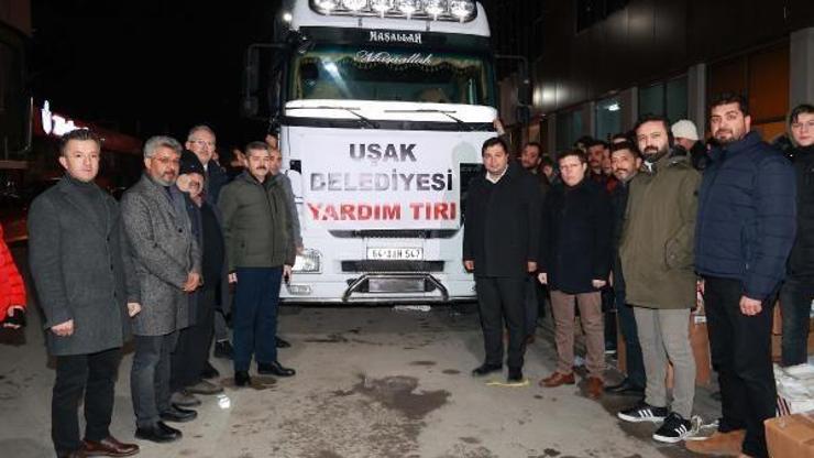Uşaktan depremzedelere 9 TIR dolusu insanı yardım yola çıktı
