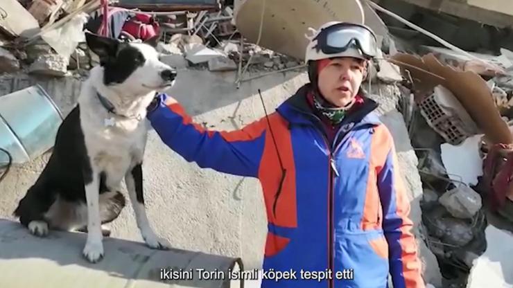 Kırgızistandan gelen kurtarma köpeği, 2 kişinin enkazdan çıkmasını sağladı