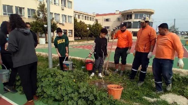 Çeşmede okul bahçeleri meyve bahçesine dönüşüyor