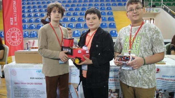 Rizeli küçük mucitlerden yangına robotlu müdahale