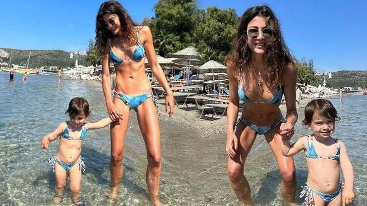 Berrak Tüzünataç ve minik Mercanın tatil keyfi