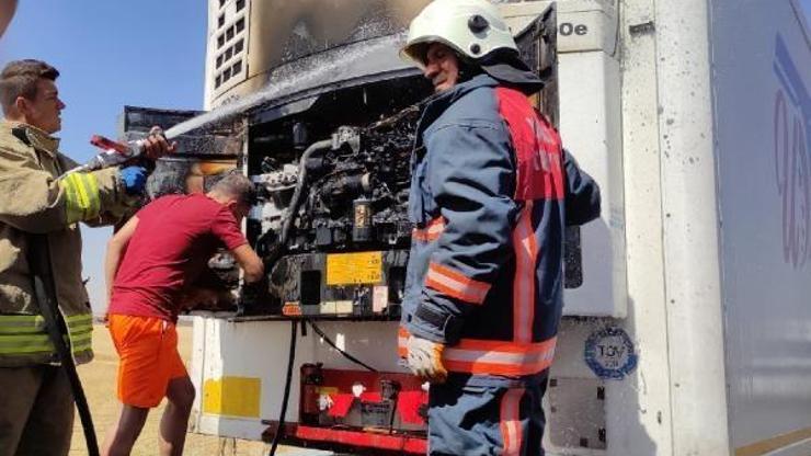 Dondurma yüklü TIR’da yangın