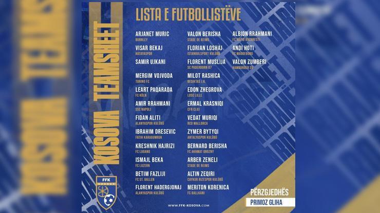 Kosova Milli Takımı’na Süper Lig’den 8 isim
