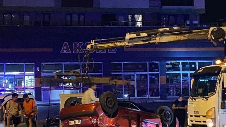Takla atan otomobil yayaya çarptı: 2 yaralı