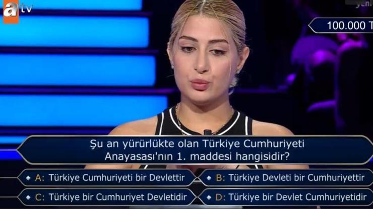 Anayasanın 1. maddesi hangisidir Kim Milyoner Olmak İsterde gündem