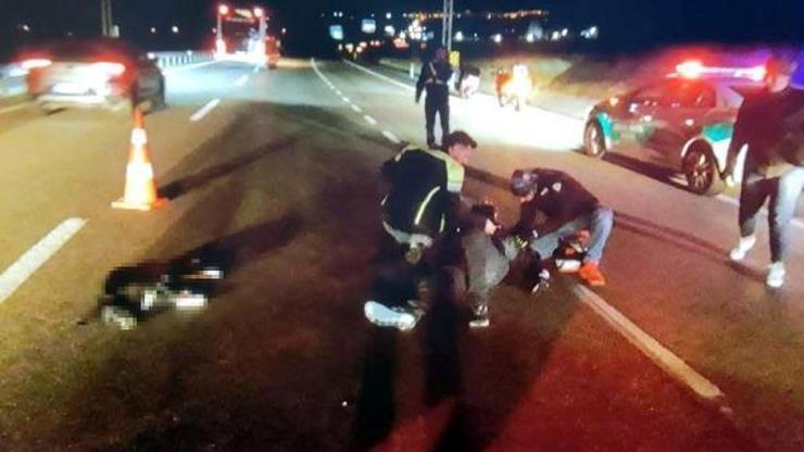 Köpeğe çarpan motosiklet sürücüsü yaralandı