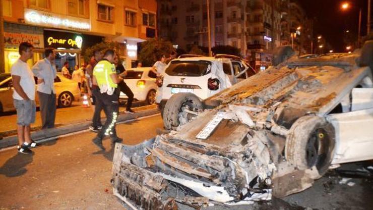 Önce yayaya ardından elektrik trafosuna çarpıp takla attı
