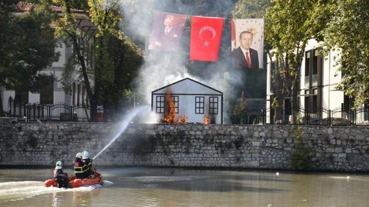 Amasya’da itfaiyenin tatbikatı gerçeğini aratmadı