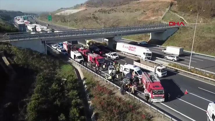 Kuzey Marmara Otoyolundan kaza TIR otomobile arkadan çarptı: 6 kişi yaralandı