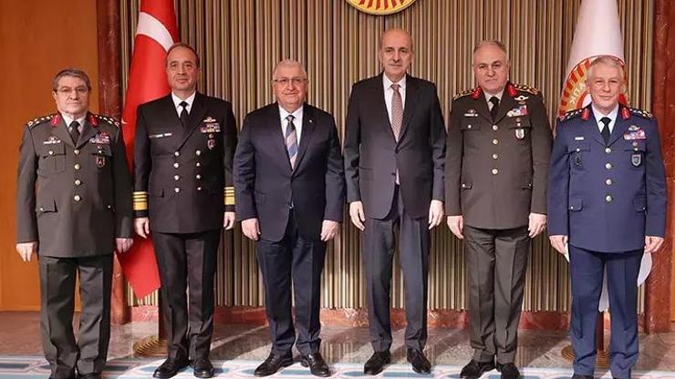 Bakan Güler ve kuvvet komutanlardan TBMM Başkanı Kurtulmuşa ziyaret