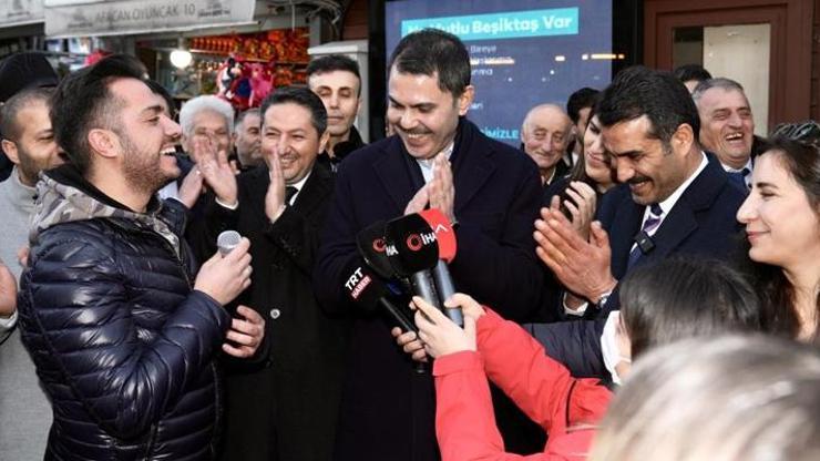 Murat Kurum, Beşiktaş’ta vatandaşlar tarafından ilgiyle karşılandı