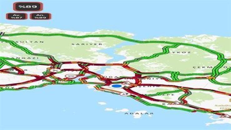 İstanbul’da trafik yoğunluğu yüzde 89’a ulaştı