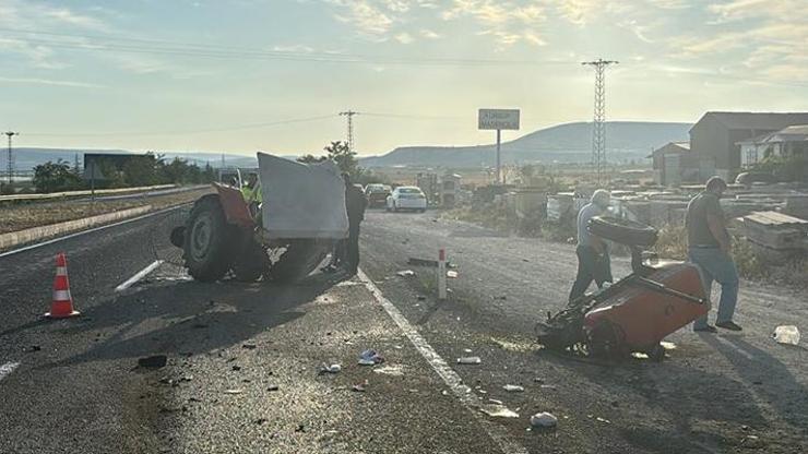 Nevşehirde feci kaza Traktör ikiye bölündü