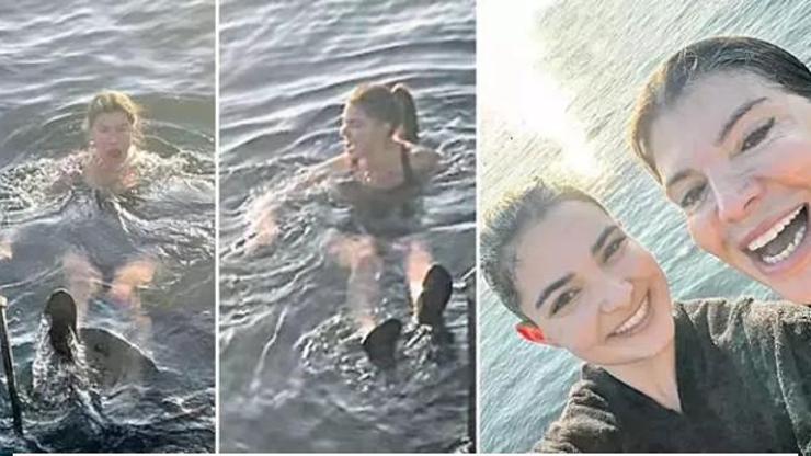 Anne-kız Boğazda denize girdi