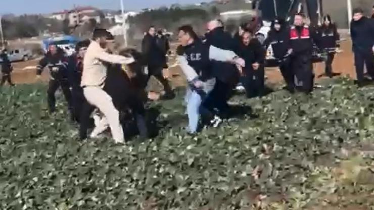 Tekirdağda kaçak yapı yıkımında gerginlik; 5 gözaltı
