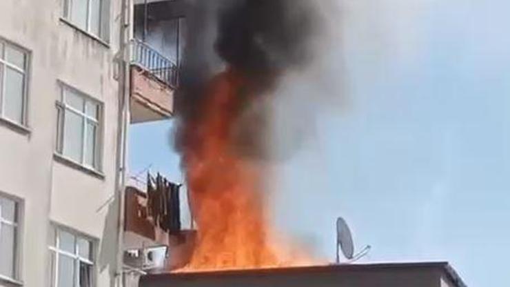 9 katlı binada çatı yangını