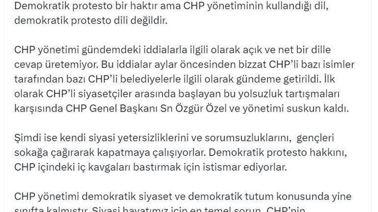 Ömer Çelik: CHP yönetiminin kullandığı dil, demokratik protesto dili değildir