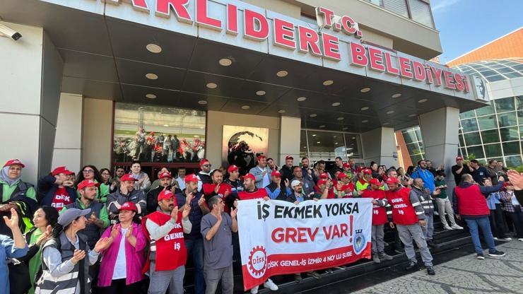 Narlıdere Belediyesi işçilerinden toplu iş sözleşmesi eylemi