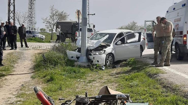 Otomobille çarpışan motosikletin sürücüsü ağır yaralandı