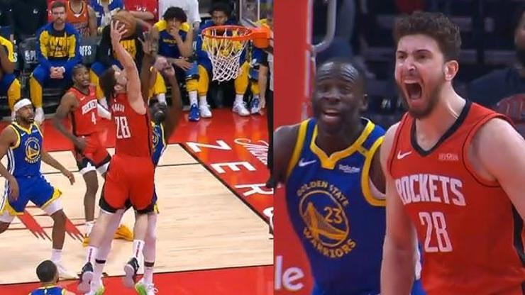 NBAdeki ilk play-off maçına çıkan Alperen Şengün, Draymond Greeni posterledi
