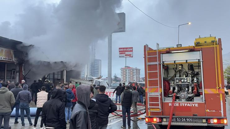 Rizede iş yerinde çıkan yangın söndürüldü