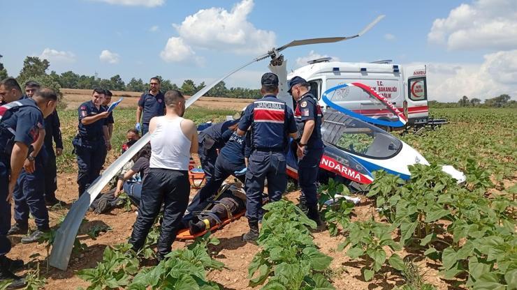 Adanada jandarma cayrokopteri araziye sert iniş yaptı